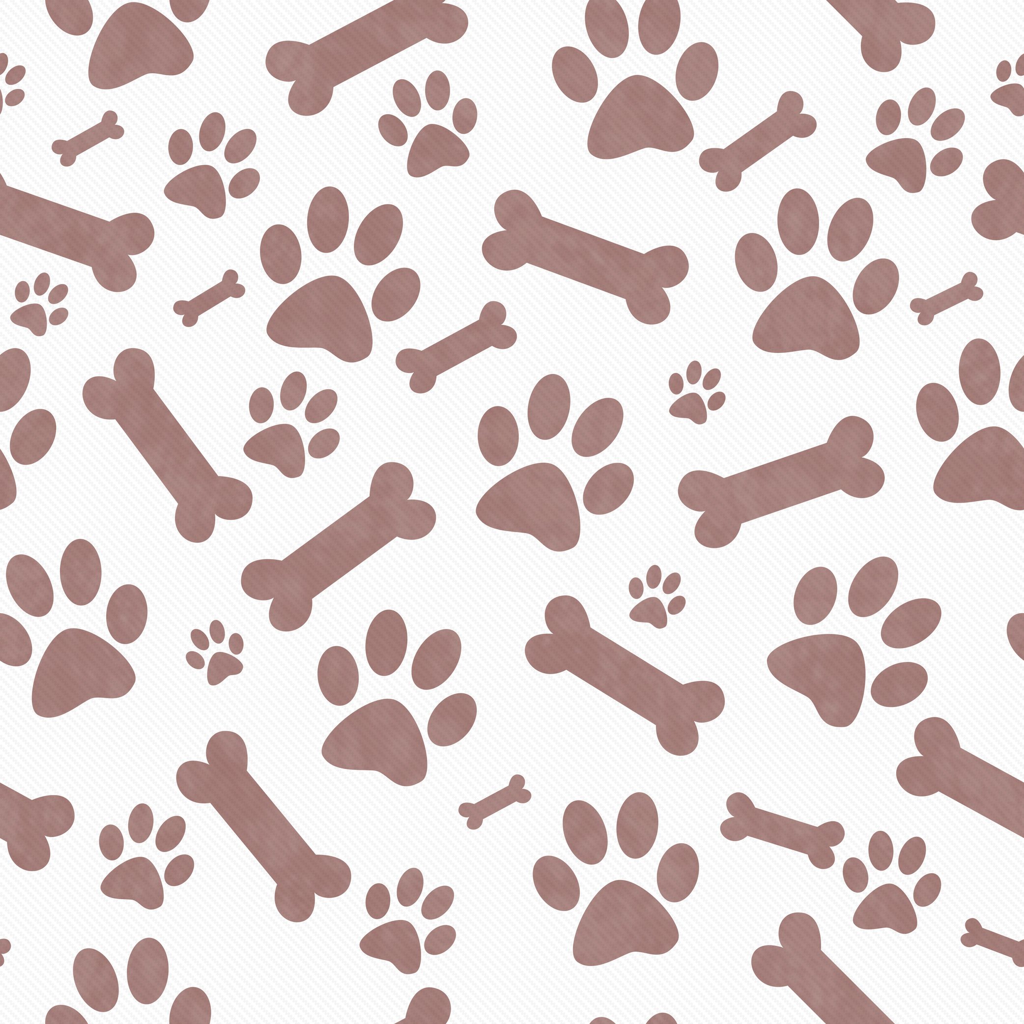 Brown  and White Dog Paw Prints and Bones Repeat Background